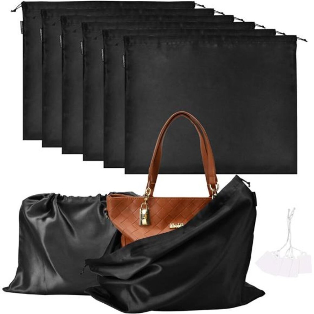 6 Pack Dust Bags for Handbags Silk Dust CoverBag for Handbags Purses Shoes Boots